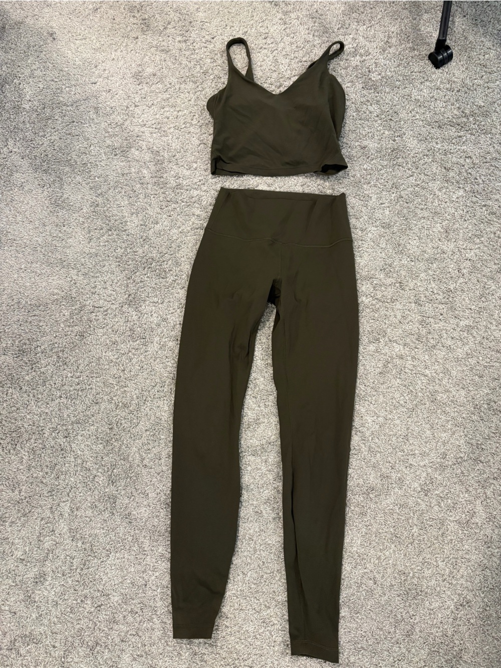 lululemon athletica Olive Green Leggings and Crop Top Set